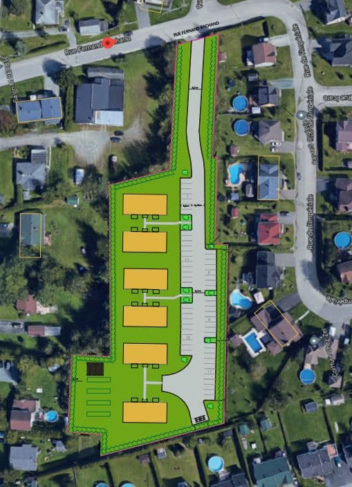 Plan du projet de 6 bâtiments de 6 logements