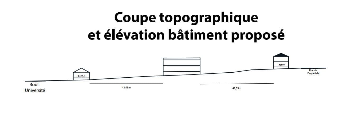 Coupe topographique en rapport à la rue de l'Impériale