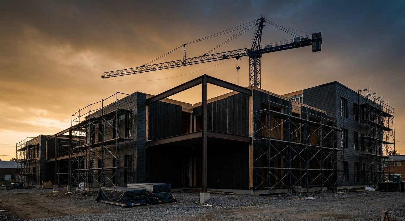 Chantier de construction d'un immeuble résidentiel moderne